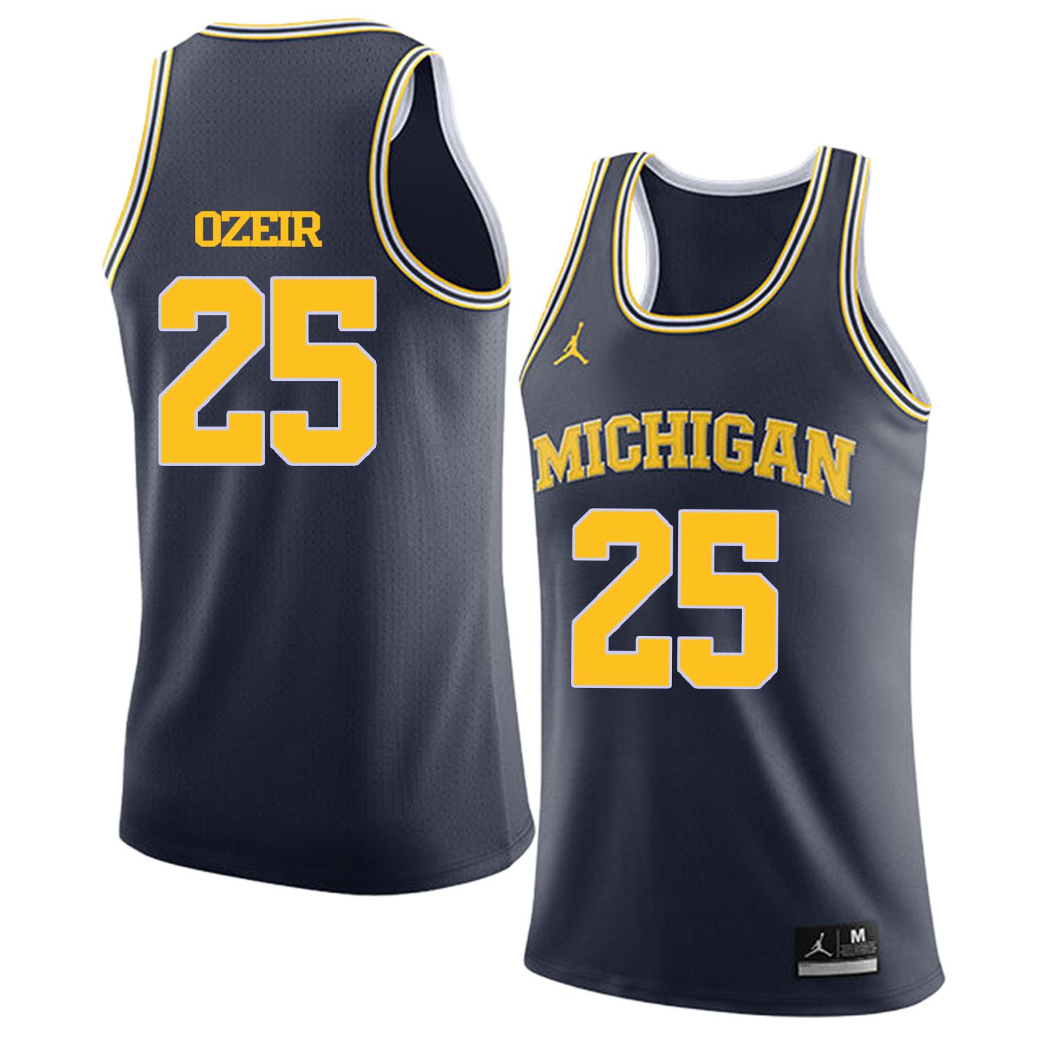 Men Jordan University of Michigan Basketball Navy #25 Ozeir Customized NCAA Jerseys